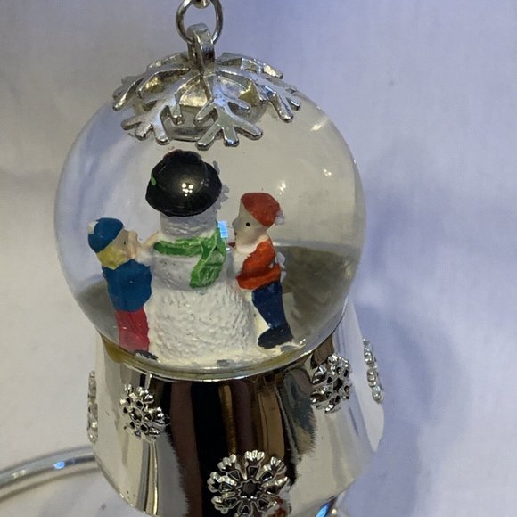 Snow Globe by Regent Square Snowman in Silver Plated Water Ball and Stand 6.5" - Picture 8 of 12
